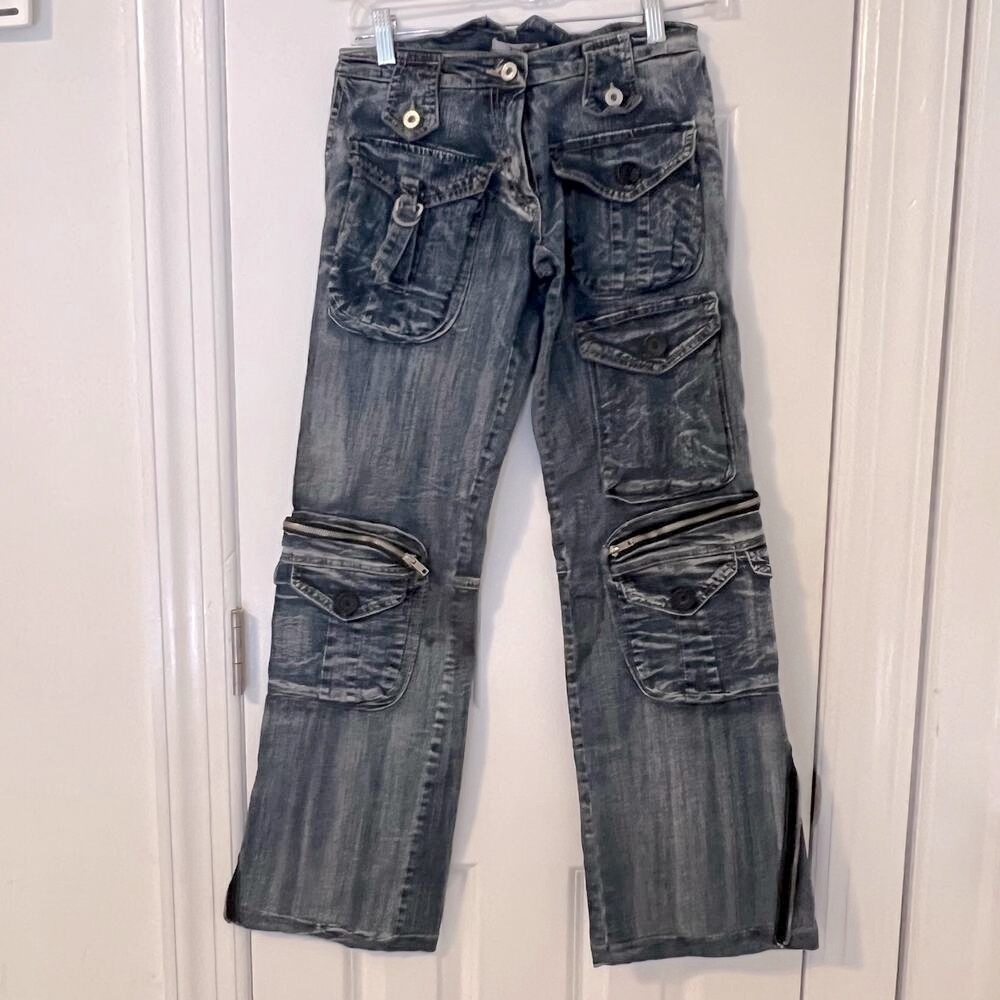 Vintage Low Rise Baggy Cargo Jeans Denim Pants ITALY
